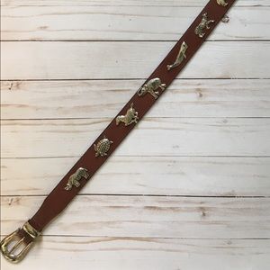 Vintage | leather and metal animal belt | S